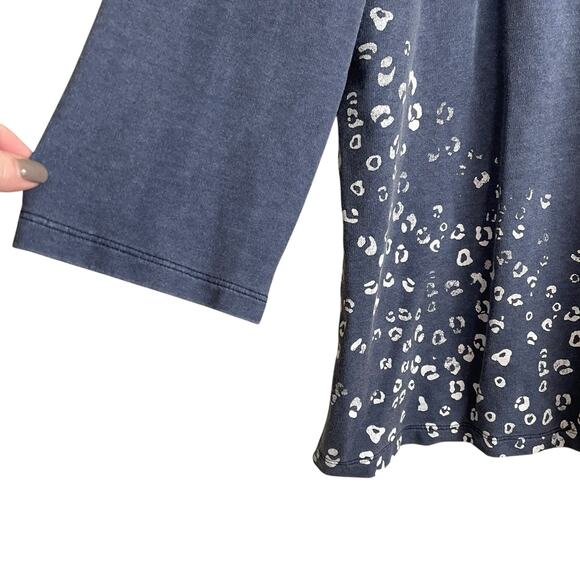 Weekends by Chicos 3 Women Top XL Blue Cheetah Print Cotton Viscose Casual Comfy - Picture 4 of 7